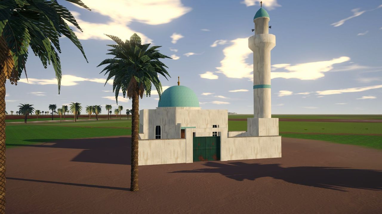 The village mosque with its blue dome